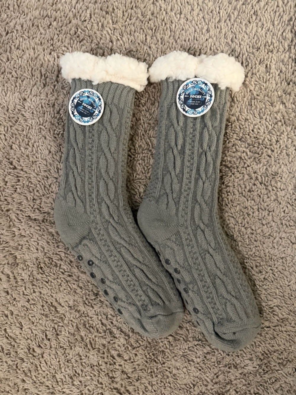 Cozy Cable Knit Sherpa-Lined Cabin Socks
